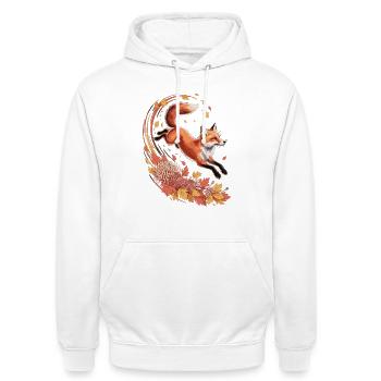 Fuchs Herbst Shirt – Elegantes Fuchs T-Shirt Wald  - Unisex Hoodie - Weiß - Vorne - AI Model Male 185 dark (185cm) & AI Model Female 172 dark (172cm)