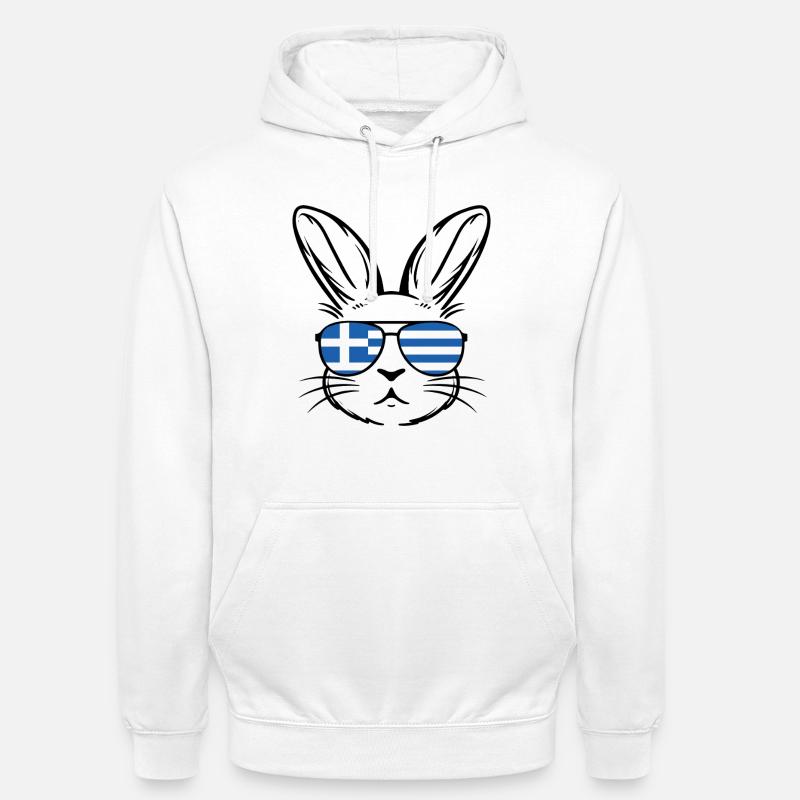 Bandiera greca di Pasqua Coniglio Pasquale - Felpa con cappuccio unisex - bianco