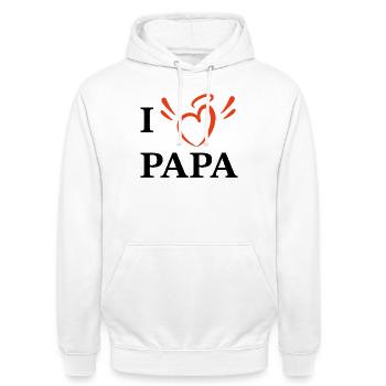 Ich liebe Papa - Unisex Hoodie - Weiß - Vorne - AI Model Male 185 dark (185cm) & AI Model Female 172 dark (172cm)