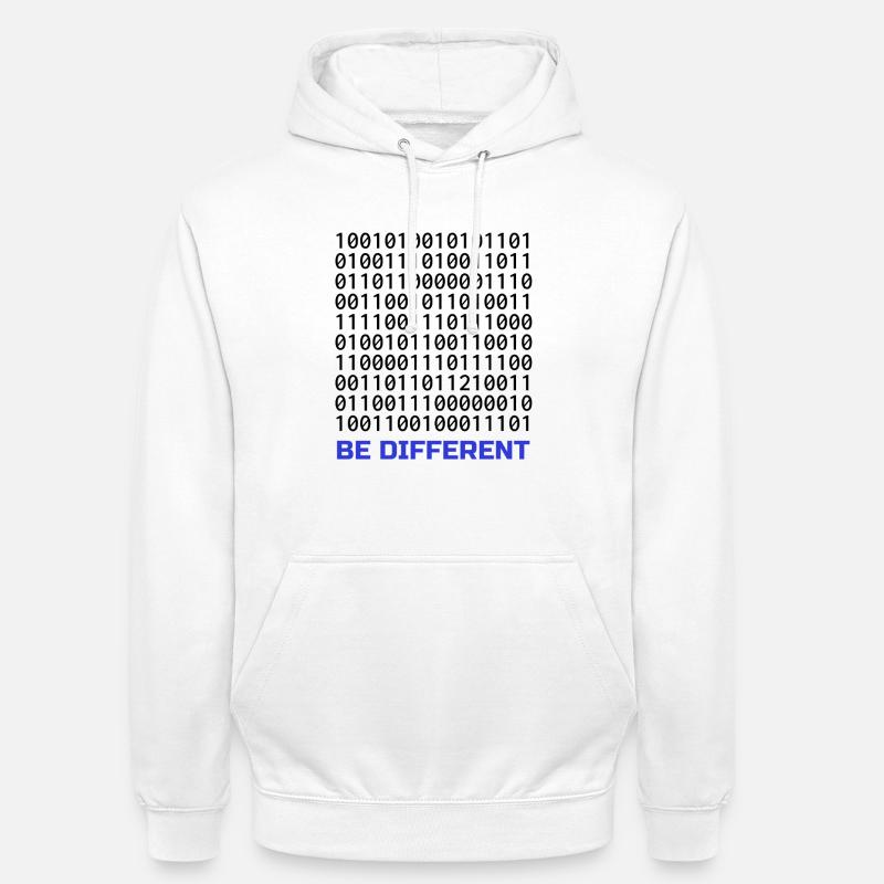 Be Different: Binäres Muster mit Botschaft - Unisex Hoodie - Weiß