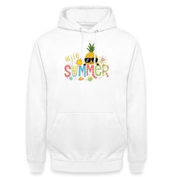 Ananassonne Heller Sommer - Unisex Hoodie - Weiß - Vorne - AI Model Male 185 dark (185cm) & AI Model Female 172 dark (172cm)
