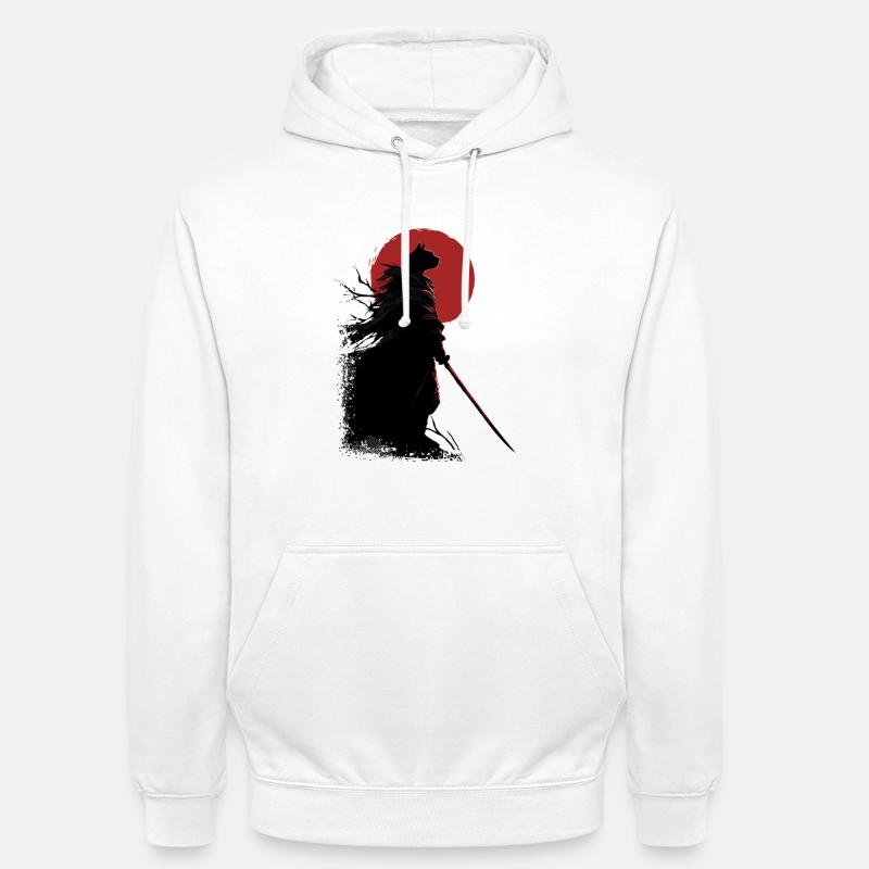 Chat samouraï - Sweat-shirt à capuche unisexe - blanc