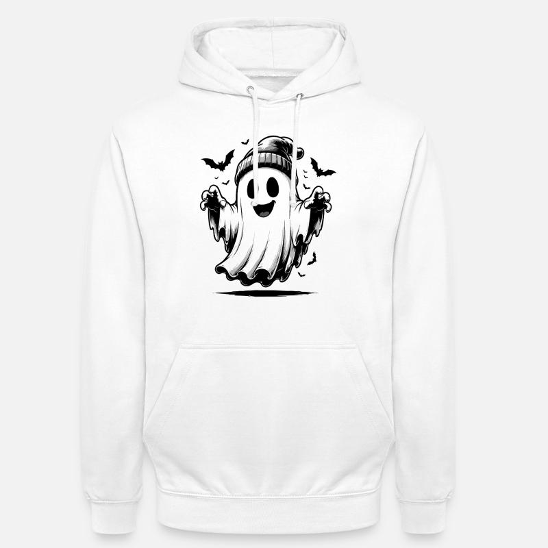 Ghost with knitted hat - Unisex Hoodie - white