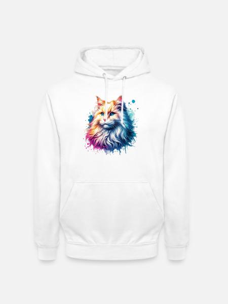 Turkish Angora Cat Motif - Unisex Hoodie - white