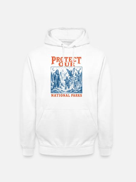 Kryptiden schützen unsere Nationalparks - Unisex Hoodie - Weiß