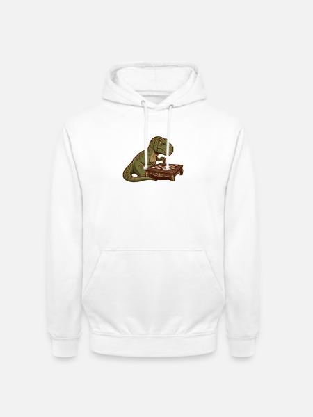 T-Rex Dinosaurier spielt Schach - Unisex Hoodie - Weiß