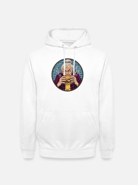 Granny Grub Burger-Ikone - Unisex Hoodie - Weiß