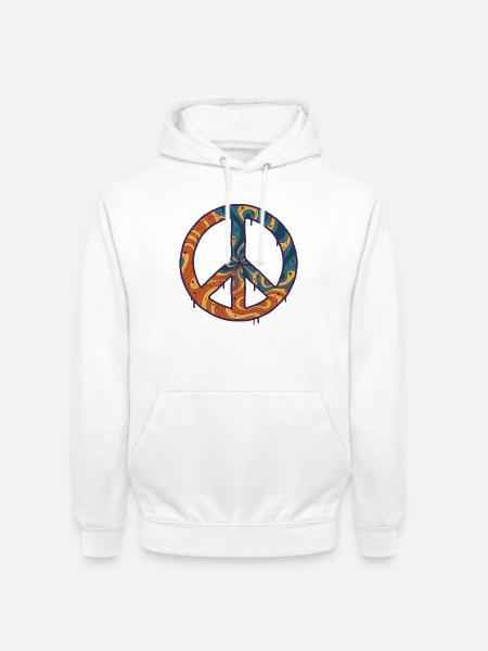Psychedelisches Festival-Hippie-Peace-Sign Rave - Unisex Hoodie - Weiß