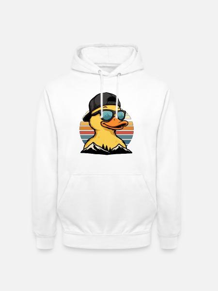 Retro Entenmotiv mit Sonnenbrille - Unisex Hoodie - Weiß