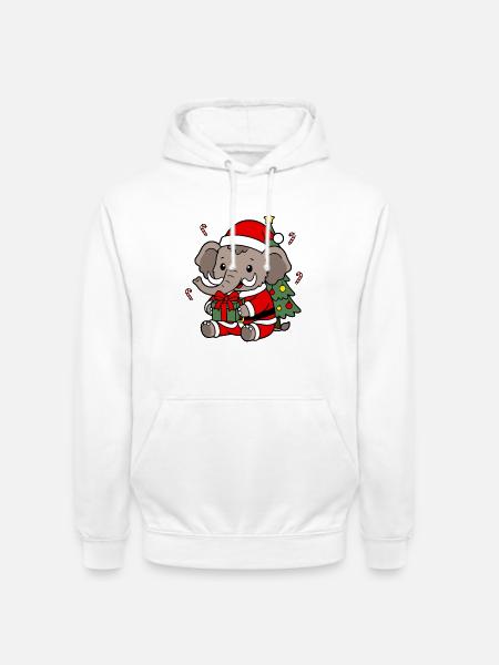 Süßes Kawaii-Mammut-Weihnachtsbaumgeschenk - Unisex Hoodie - Weiß