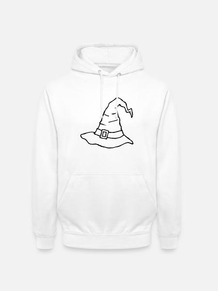 Krummer Hexenhut – Halloween-Kritzelzeichnung - Unisex Hoodie - Weiß