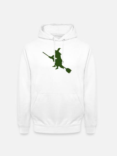 Hexe auf Besen Silhouette - Unisex Hoodie - Weiß