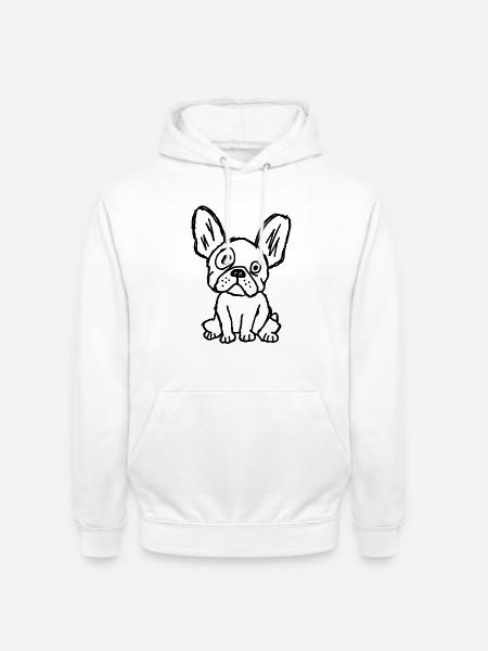 Frenchie – Kindliche Bulldoggen-Kritzelei - Unisex Hoodie - Weiß