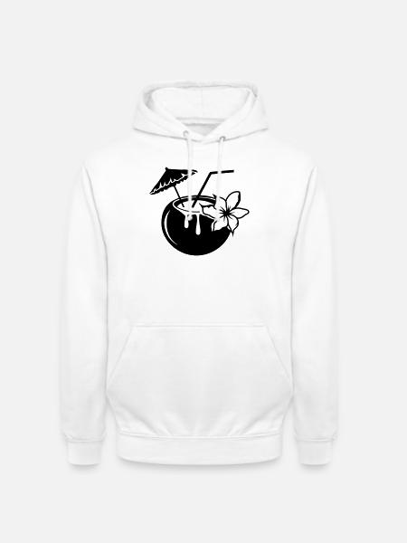 Coconut milk cocktail with flower - Unisex Hoodie - white