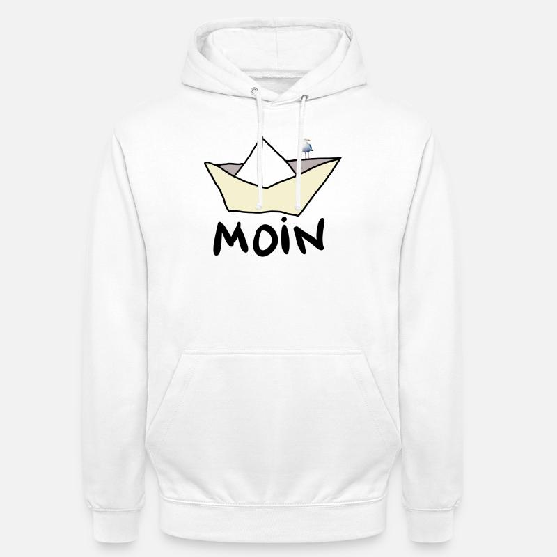 Papierboot am Strand mit Möwe - Unisex Hoodie - Weiß