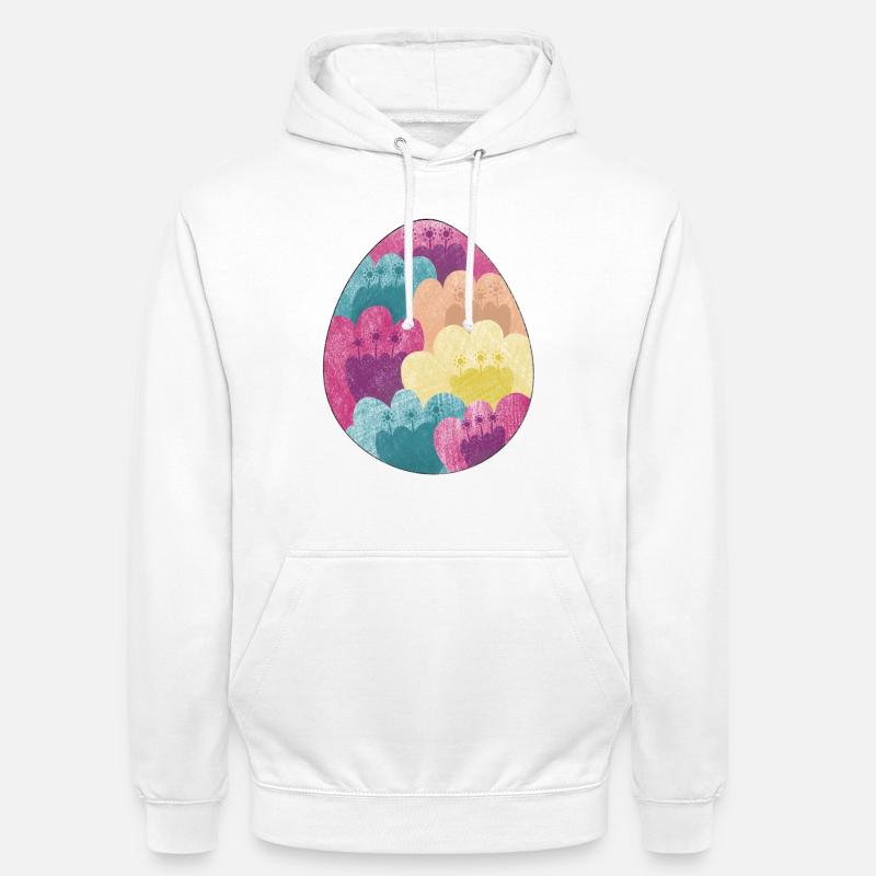 Colorful Easter egg with flower pattern - Unisex Hoodie - white