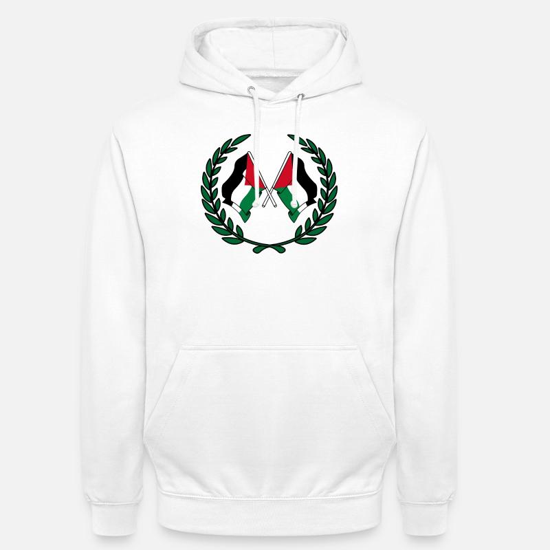 Drapeaux palestiniens en couronne de laurier - Sweat-shirt à capuche unisexe - blanc