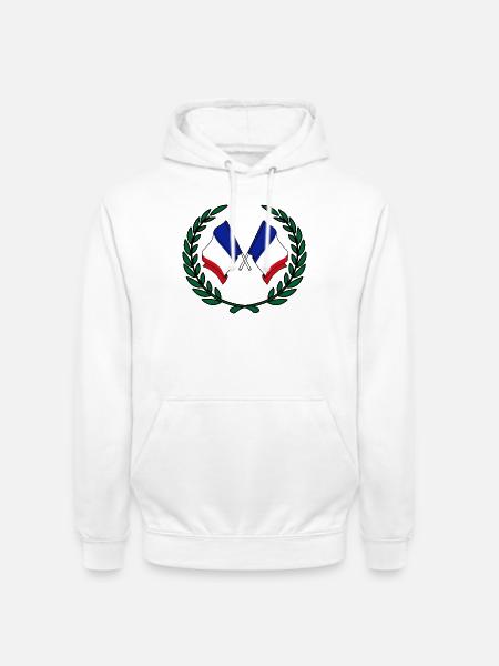 Flags France in laurel wreath - Unisex Hoodie - white