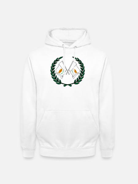 Flags cyprus in laurel wreath - Unisex Hoodie - white