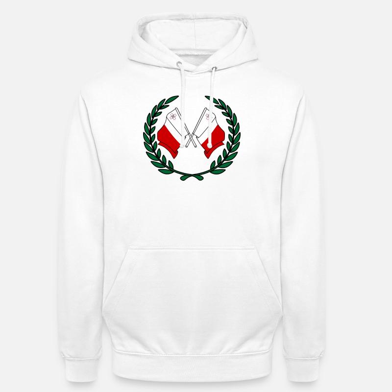 Flaggen Malta im Lorbeerkranz - Unisex Hoodie - Weiß