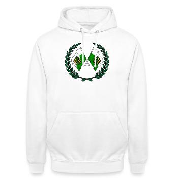 Drapeaux Couronne de laurier de Saxe - Sweat-shirt à capuche unisexe - blanc - Devant - AI Model Male 185 dark (185cm) & AI Model Female 172 dark (172cm)