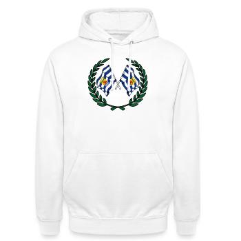 Flaggen Provinz Zeeland Lorbeerkranz - Unisex Hoodie - Weiß - Vorne - AI Model Male 185 dark (185cm) & AI Model Female 172 dark (172cm)
