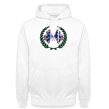 Courbe de laurier du Centre-Val de Loire - Sweat-shirt à capuche unisexe - blanc - Devant - AI Model Male 185 dark (185cm) & AI Model Female 172 dark (172cm)