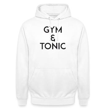 Gymnase & Tonique - Sweat-shirt à capuche unisexe - blanc - Devant - AI Model Male 185 dark (185cm) & AI Model Female 172 dark (172cm)