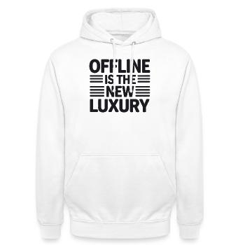  Offline Is The New Luxury Spruch Digital Detox - Unisex Hoodie - Weiß - Vorne - AI Model Male 185 dark (185cm) & AI Model Female 172 dark (172cm)
