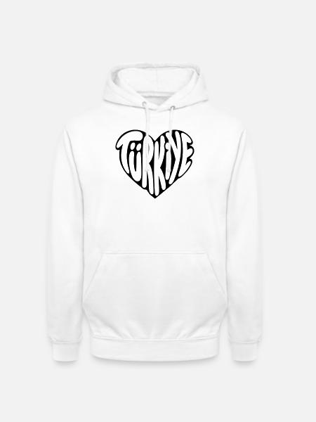 Türkiye, Turkey Heart Font Design - Unisex Hoodie - white