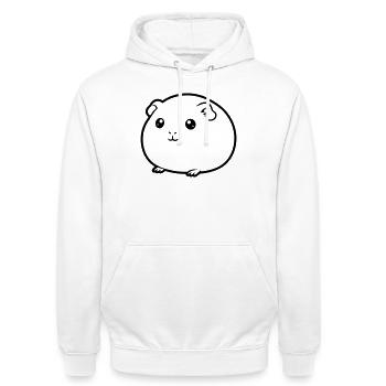 Dickes Meerschweinchen Comic Kontur - Unisex Hoodie - Weiß - Vorne - AI Model Male 185 dark (185cm) & AI Model Female 172 dark (172cm)