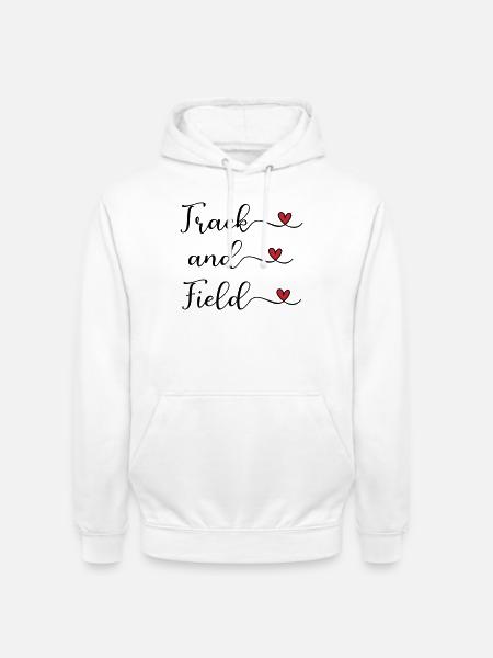 Handgeschriebenes Leichtathletik-Logo mit Herzen - Unisex Hoodie - Weiß