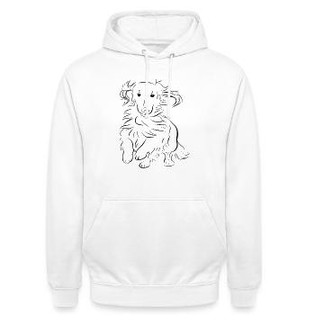 Dackel-Geschwindigkeit - Unisex Hoodie - Weiß - Vorne - AI Model Male 185 dark (185cm) & AI Model Female 172 dark (172cm)