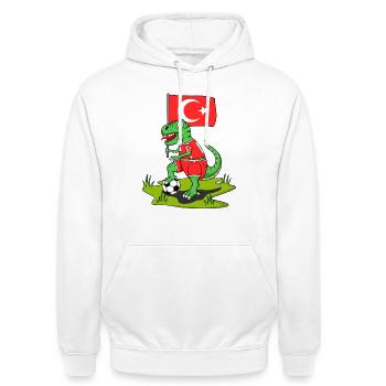 Drapeau de Turquie Dinosaure Rex Football - Sweat-shirt à capuche unisexe - blanc - Devant - AI Model Male 185 dark (185cm) & AI Model Female 172 dark (172cm)