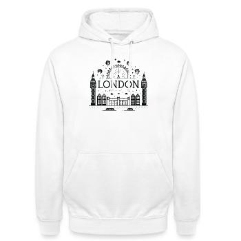 London Night Big Ben Wheel - Unisex Hoodie - Weiß - Vorne - AI Model Male 185 dark (185cm) & AI Model Female 172 dark (172cm)