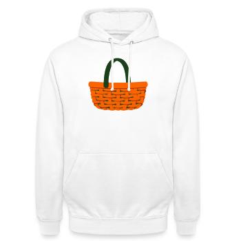 Woven Basket Mushroom Picker - Unisex Hoodie - white - Front - AI Model Male 185 dark (185cm) & AI Model Female 172 dark (172cm)