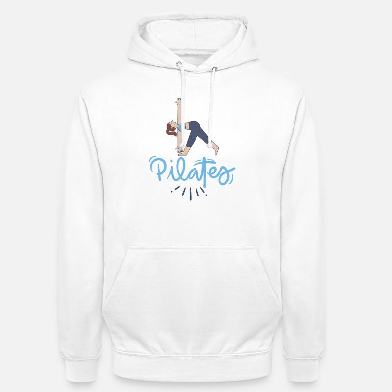 Pilates-Pose und blaue Buchstaben - Unisex Hoodie - Weiß