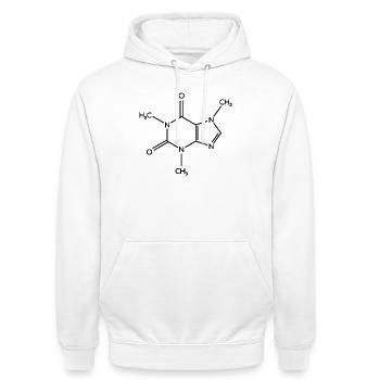 Koffein-Molekül - Strukturformel - Unisex Hoodie - Weiß - Vorne - AI Model Male 185 dark (185cm) & AI Model Female 172 dark (172cm)