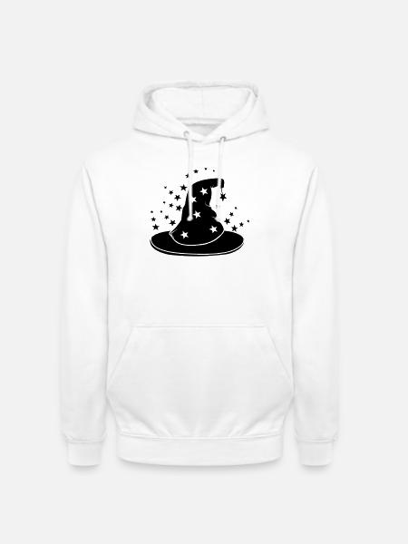 Magical wizard hat with stars - Unisex Hoodie - white