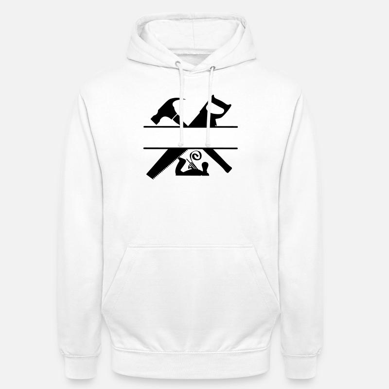 Carpenter Logo Hammersäge und Hobel - Unisex Hoodie - Weiß