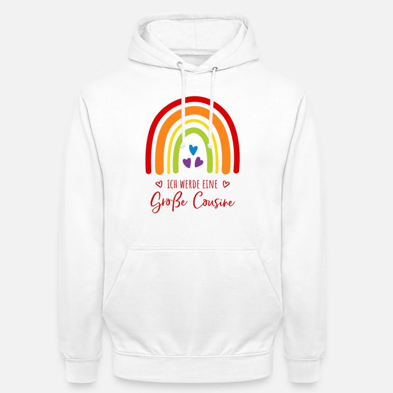 Ich werde eine große Cousine Regenbogen - Unisex Hoodie - Weiß