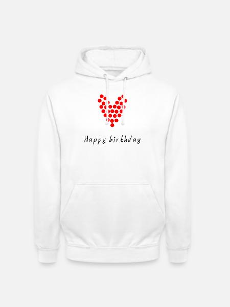 TILLYKKE MED FØDSELSDAGEN. TILLYKKE MED FØDSELSDAGEN. ÅRSDAG. - Hættetrøje unisex - hvid