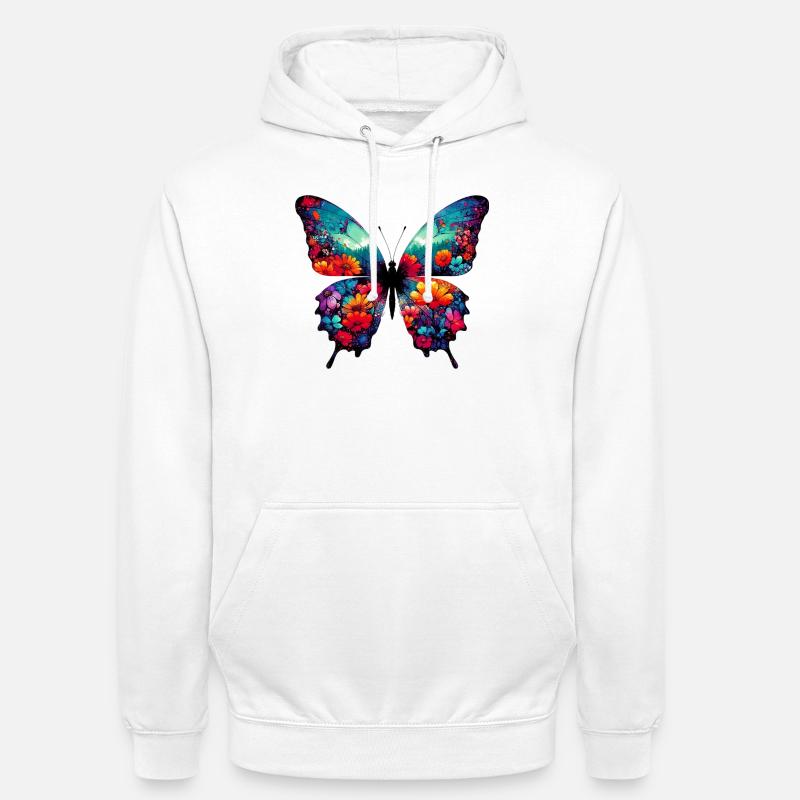 Papillon - Sweat-shirt à capuche unisexe - blanc