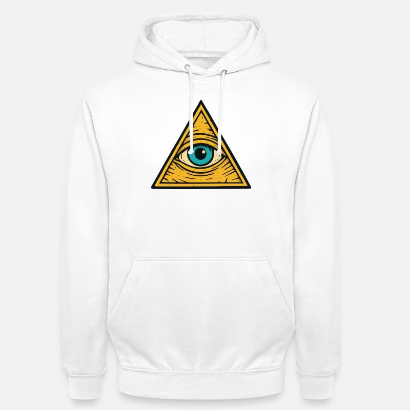 Oeil dans l’illustration du triangle - Sweat-shirt à capuche unisexe - blanc