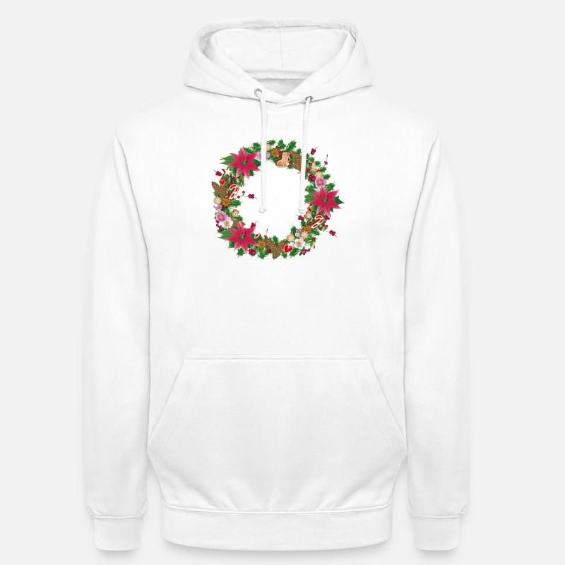 Üppig geschmückter Weihnachtskranz mit Deko - Unisex Hoodie - Weiß