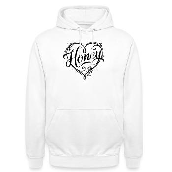 Calligraphy Design Honey Tattoo-style - Unisex Hoodie - Weiß - Vorne - AI Model Male 185 dark (185cm) & AI Model Female 172 dark (172cm)