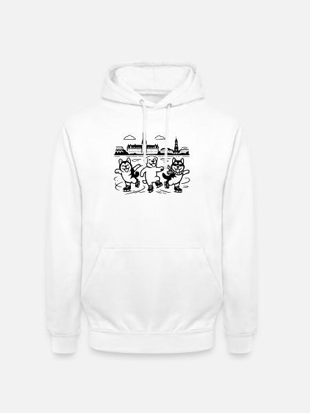 Schlittschuh Mimalistisch Line Art - Unisex Hoodie - white