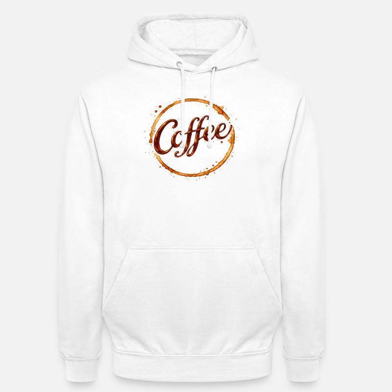 Illustrasjon av kaffekopptrykk - Unisex-hettegenser - hvit