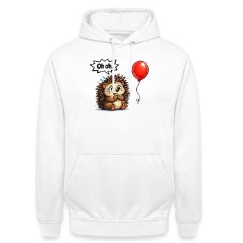 Süßer Igel Geschenk Idee mit Humor - Unisex Hoodie - Weiß - Vorne - AI Model Male 185 dark (185cm) & AI Model Female 172 dark (172cm)