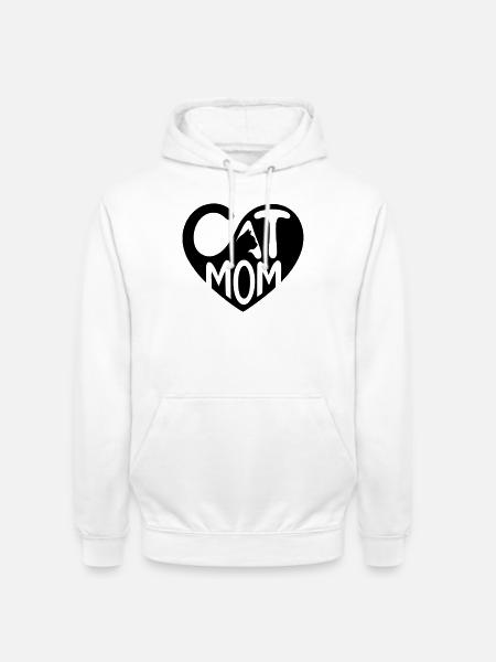 Maman Chat, Cœur de Maman Chat - Sweat-shirt à capuche unisexe - blanc